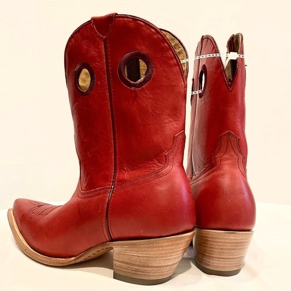 NEW — Black Star Matador Western Booties Cherry Red Size 11 - Picture 4 of 14